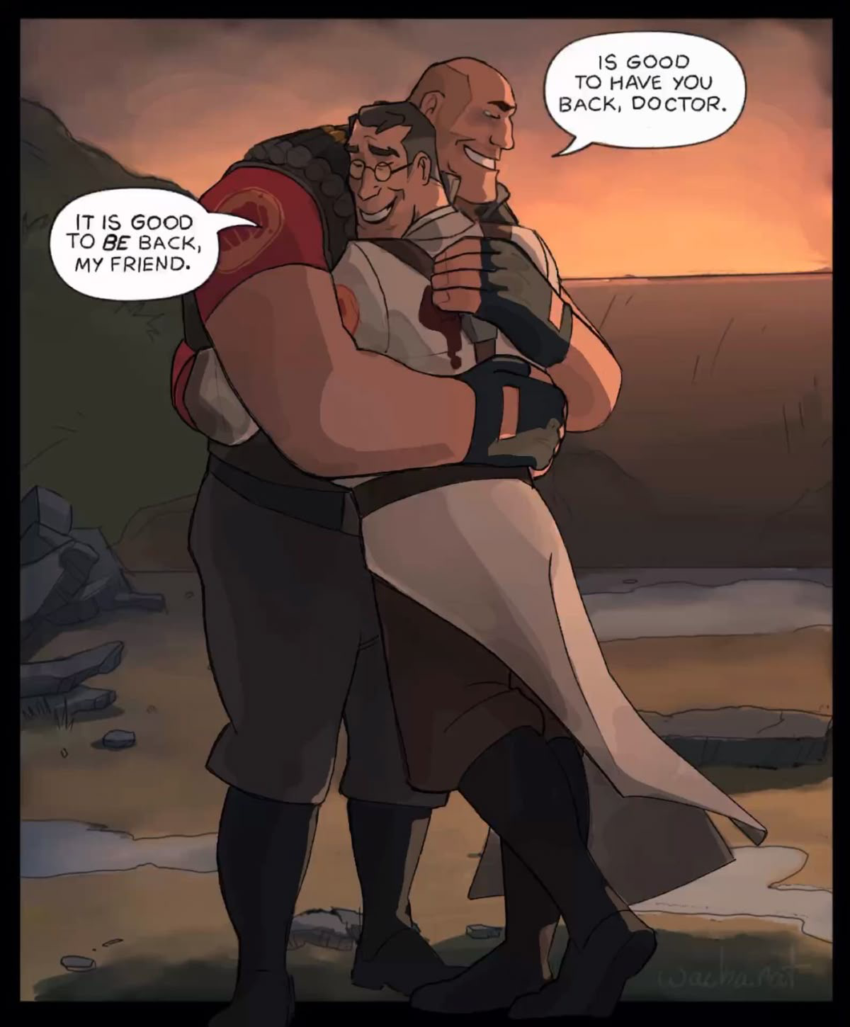 Heavy and Medic (Your mercenary husbands)