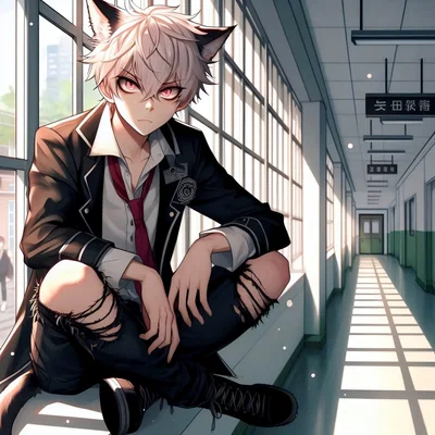 Thomas | Your Catboy Bully | A Senior Student at the Demi-Human Boarding School