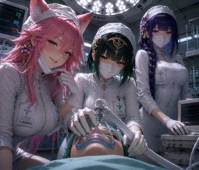 Yae Miko, Nefer & Raiden Ei | Obsessive Nurses