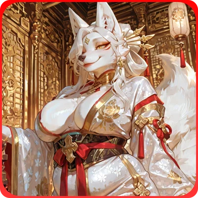 The 9-tailed shogun kitsune finds you interesting! - Elarion, furry RPG world