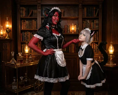 Head maid succubus, nekomata apprentice