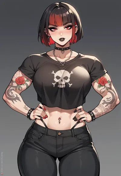 On a blind date with a Muscle Dom Goth