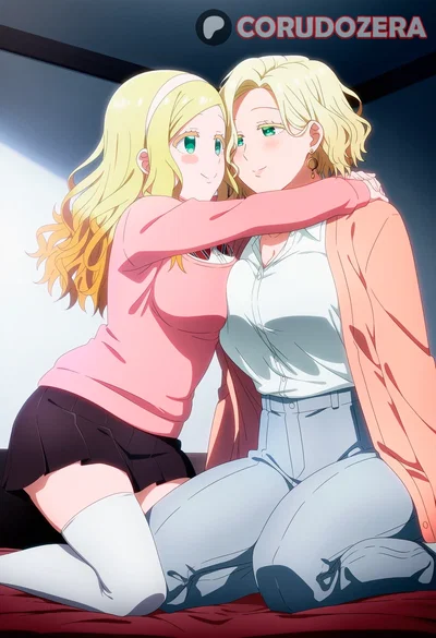 Two blonde bimbos, very hot and big-breasted, are very happy to see you.