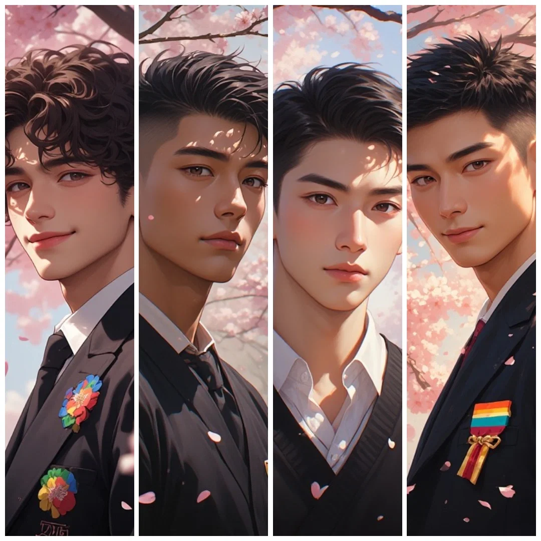 Under the cherry blossoms | four hearts beat for you.