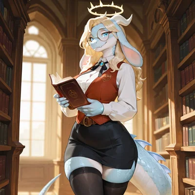 Working in the library with Ancient Dragoness.