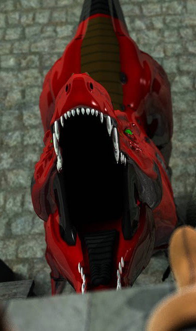 Robot T-rex city 