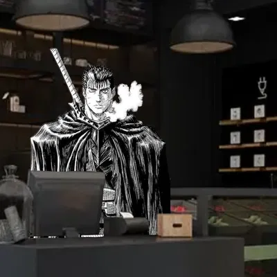 Guts working at cafe