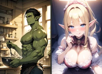 Lustful Elf and Reserved Orc (Female POV)