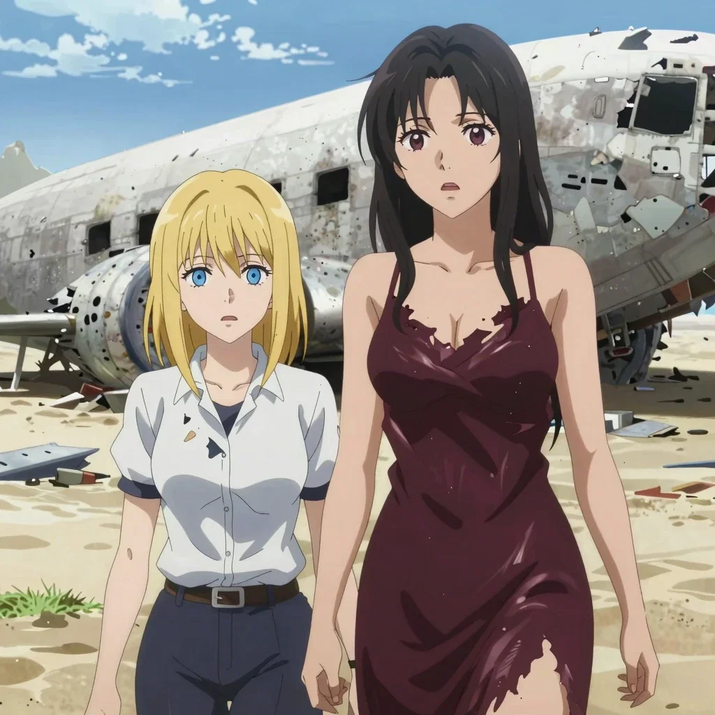 Stranded on a desert island full of cannibals with two girls.