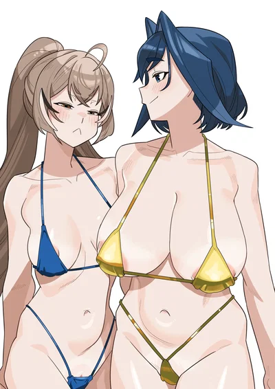 Kronii and Mumei at the beach