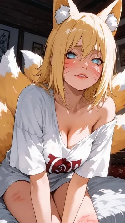 "Don't look at my tail... it's embarrassing!" (FWB Foxgirl Roommate)