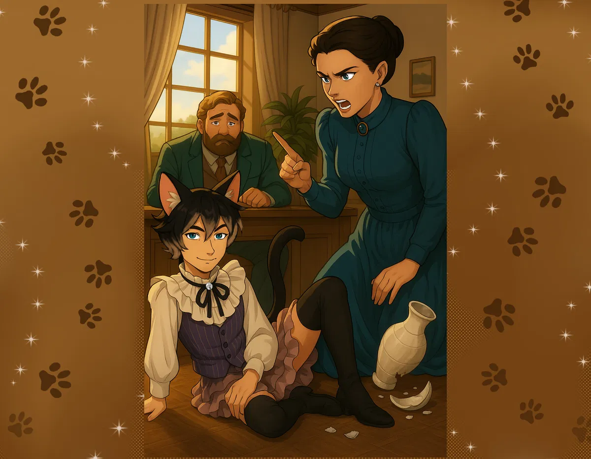 Warren, Margaret, and Desmond Hollis | Evermist Mayor, Governess, and Beloved Catboy