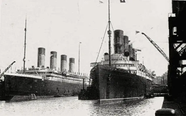 White star line ship and Cunard line ship.