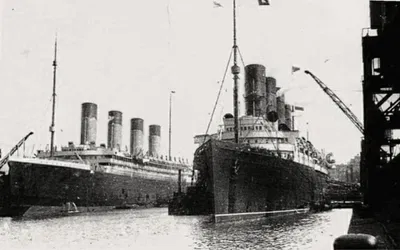 White star line ship and Cunard line ship.