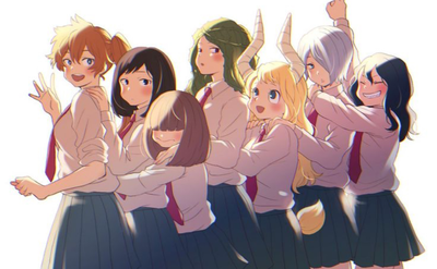 Class 1-B girls: Our New Roommate AU. 