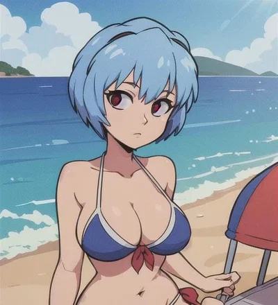 Rei Ayanami on the beach 