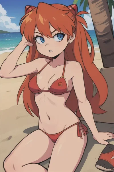 Asuka Langley on the beach 