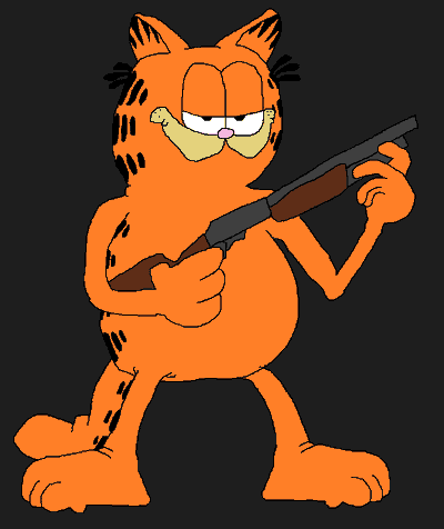 Garfield with a shotgun
