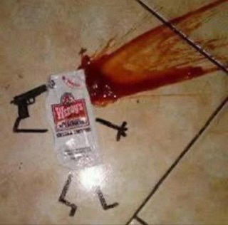 Suicidal ketchup packet