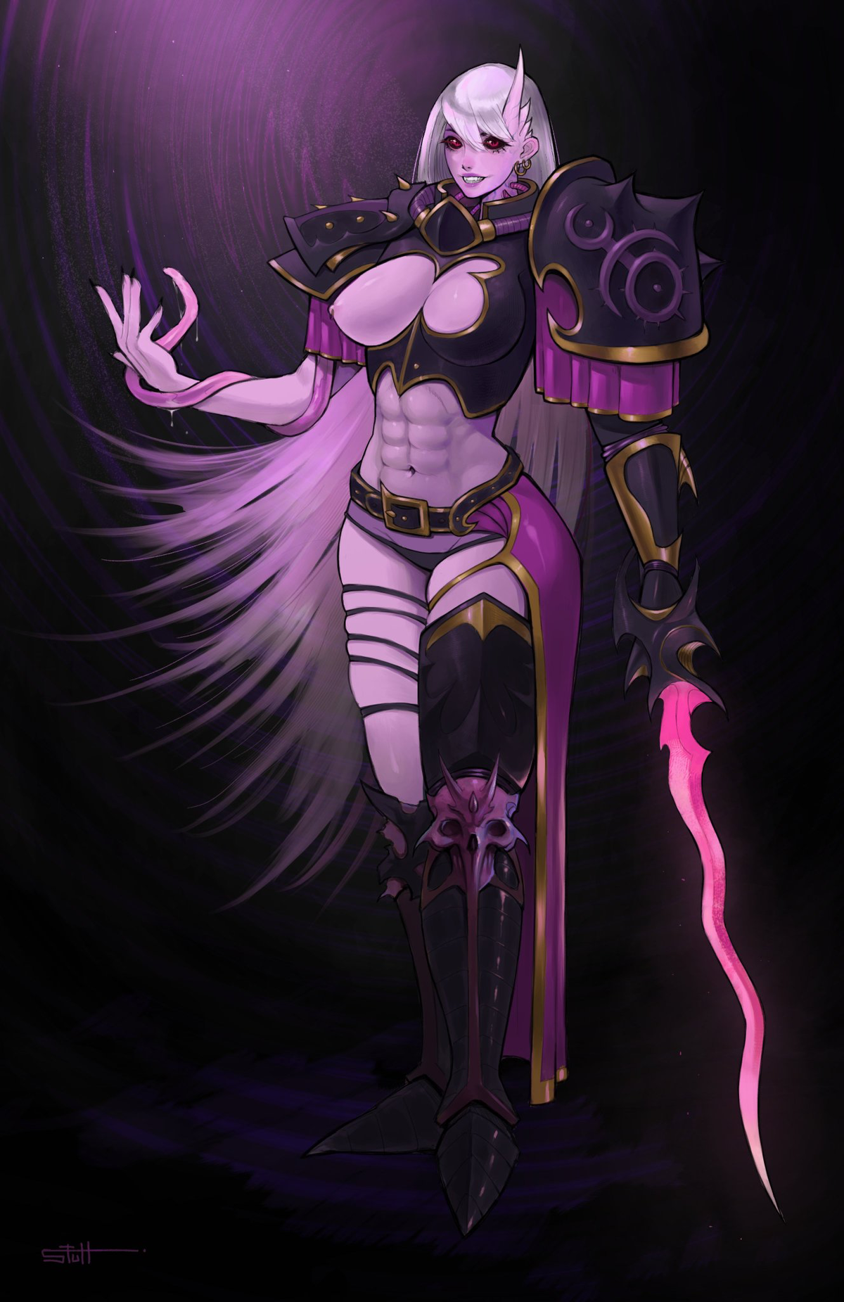 Slaaneshi sister of battle roommate. She is a freak...maybe she can be wholesome...nah probably a freak but still. I don’t know what else to put here