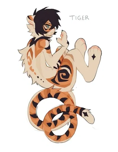 a wild furry tiger in the forest