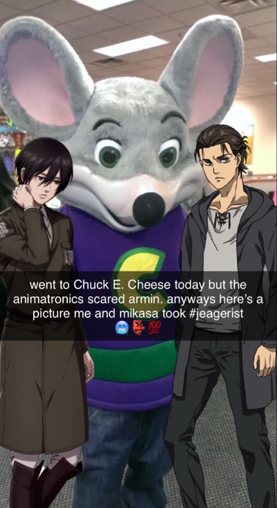 Attack on Titan goes to Chuck E Cheese.... 