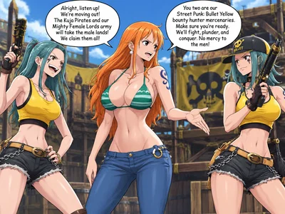 nami getting her female mercenaries army at ready