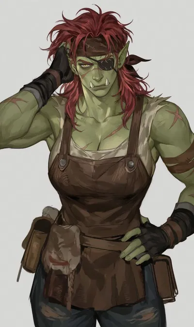 Distrustful and Traumatized Orc Carpenter 