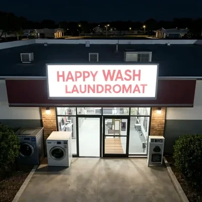at the laundromat
