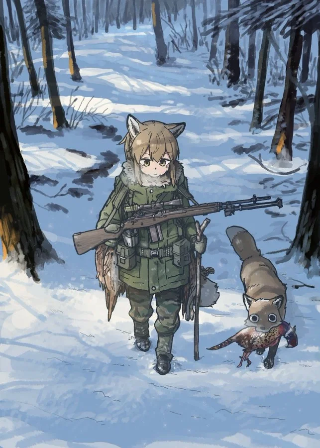 Darina and her companion, the fox cub