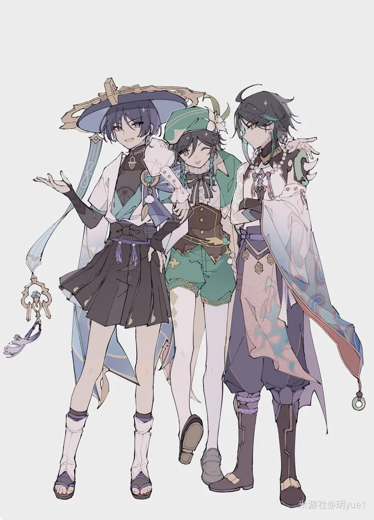 Scaramouche, venti, and xiao