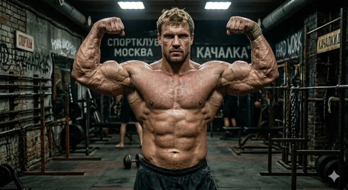 Bodybuilder with high testosterone.