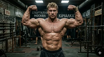 Bodybuilder with high testosterone.