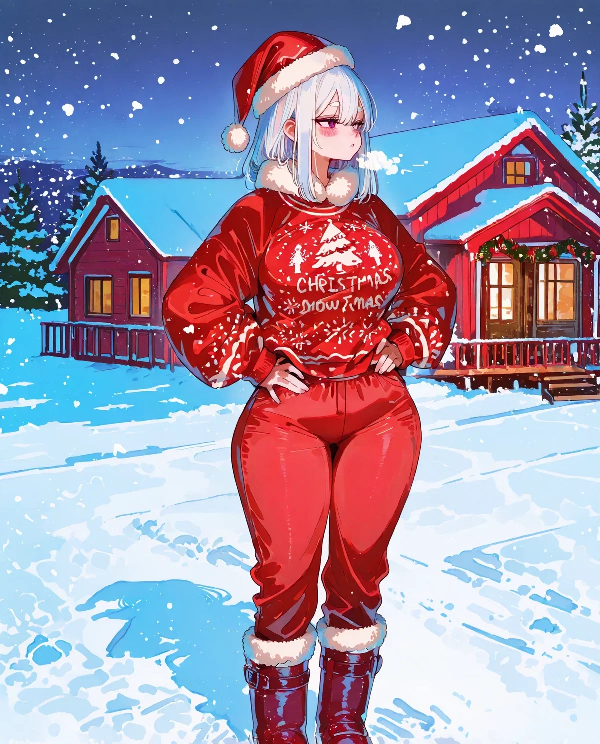 Mama Claus/Santa Claus died for deabetes and now she chose you to be her new husband and the new Santa Claus. 