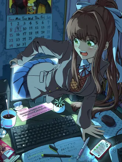 Monika transfers herself into reality 