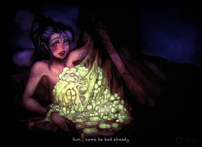 Velvet (your futa had cumflation under the covers and wants you to join her under the blanket)