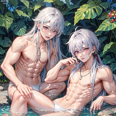 two handsome and sexy male foxes