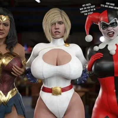 Wonder Woman, Power Girl and Harley Quinn (Smitty34)