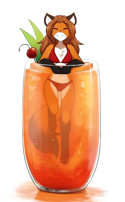 A tiny foxgirl in your cocktail