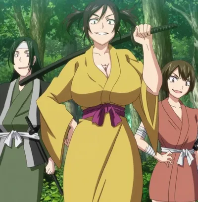 Tomoko, Fuyu, and Kame the Manyuu Followers