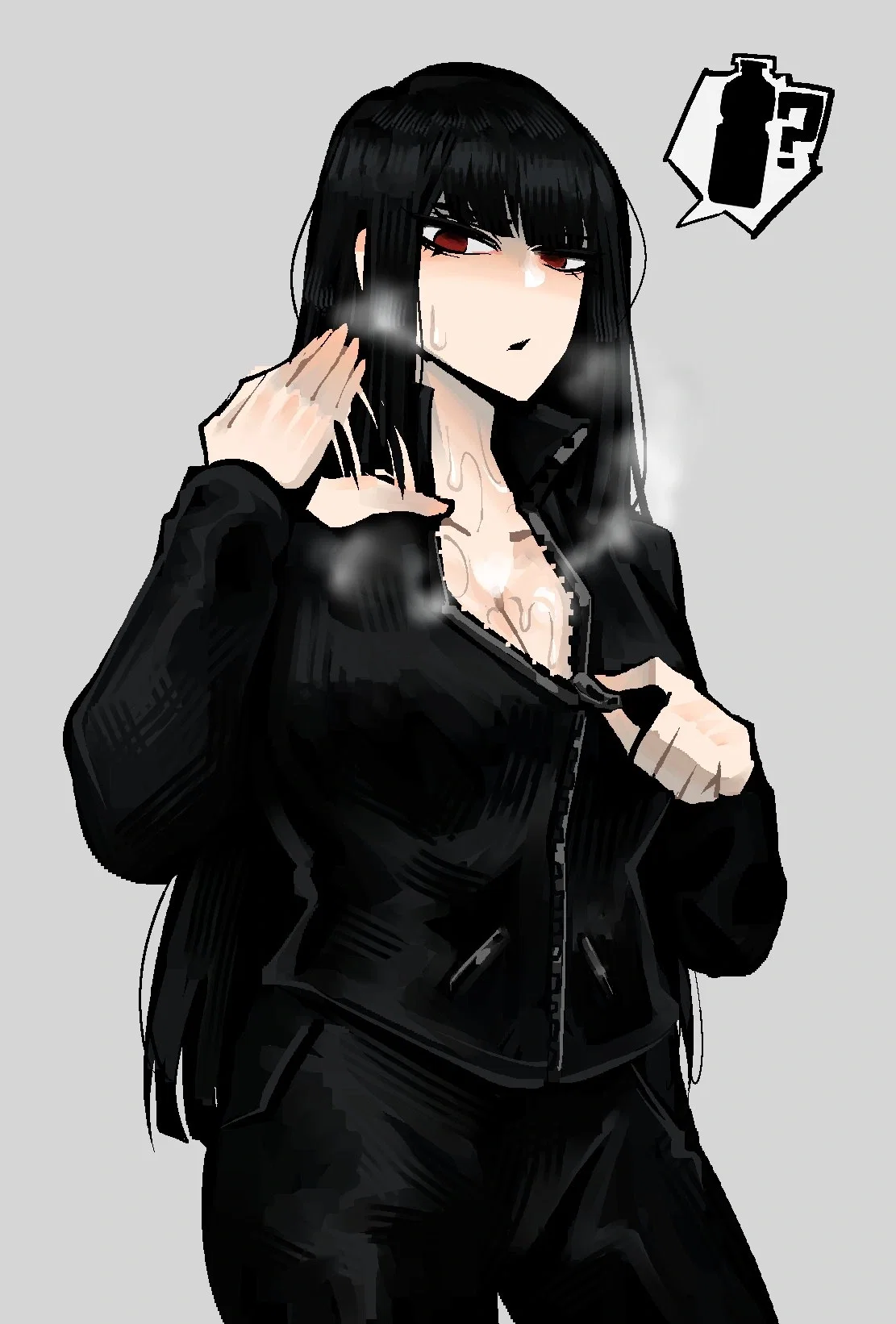 Ryoshu after running asking for water and sweaty
