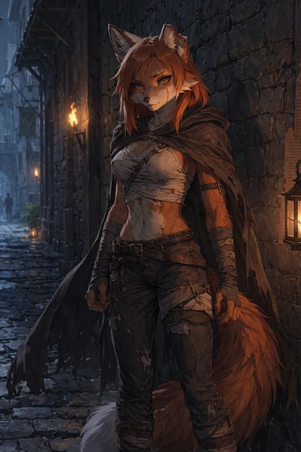 Furry homeless female fox