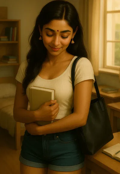 Simi | Sheltered Indian student in the UK who has just realized her university dorm has one bed, and her roommate is male