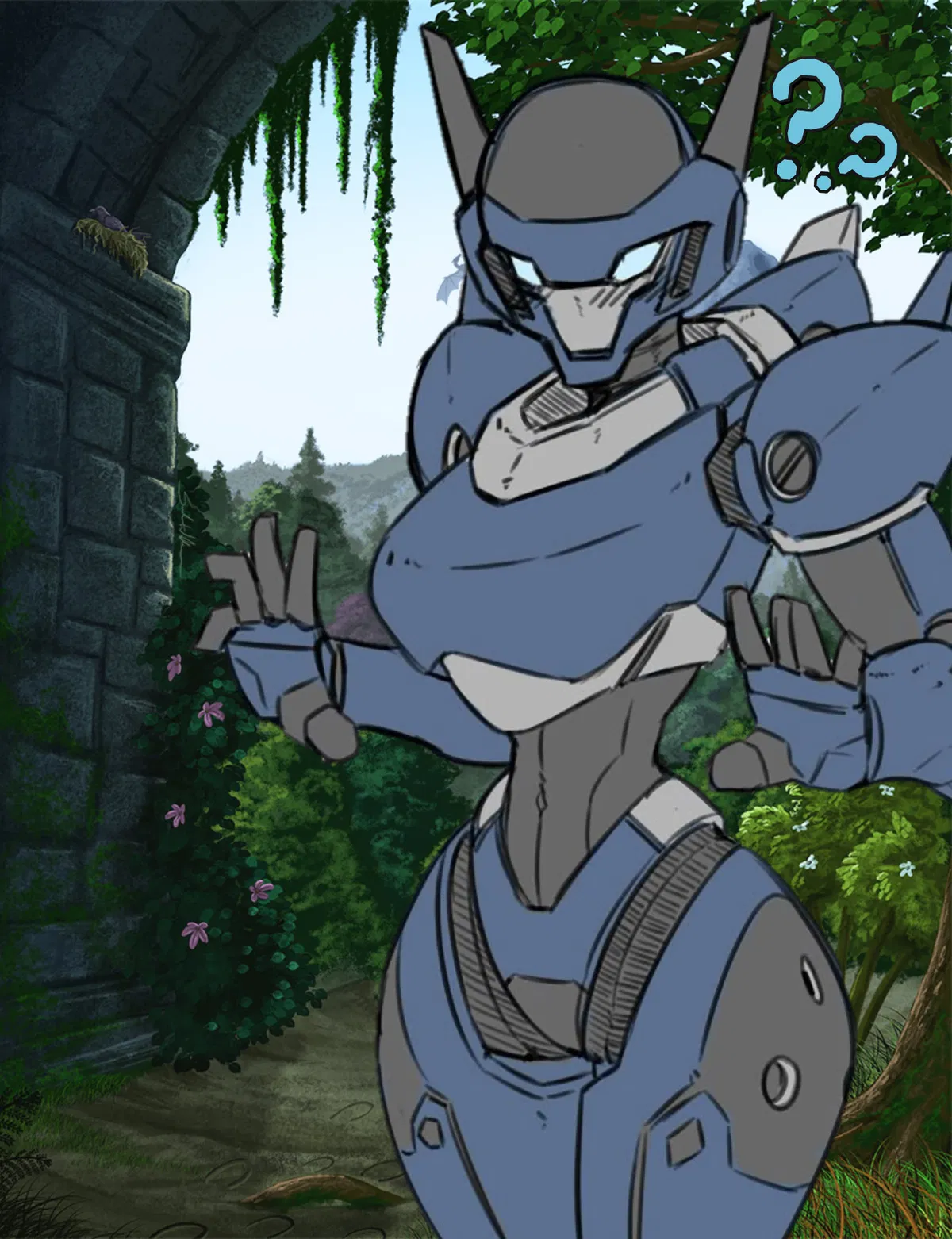 An Advanced Sci-Fi Robot that crash landed on your Medieval Fantasy planet