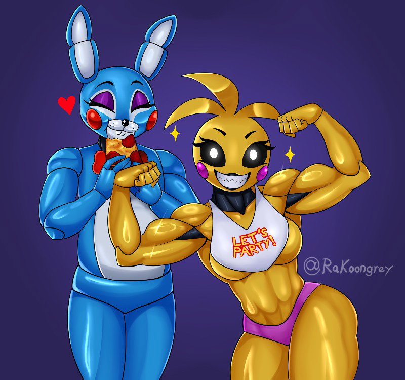 Toy Chica and Toy Bonnie (their pet) 
