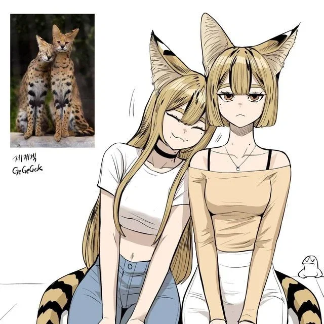 Laila and Lea (Serval cat)