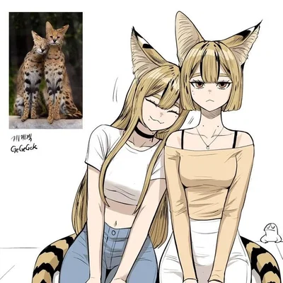 Laila and Lea (Serval cat)
