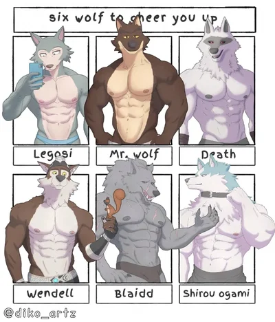 Six Wolves Social Integration Support Group (Legoshi, Mr. Wolf, Death, Wendell, Blaidd, Shirou Ogami)