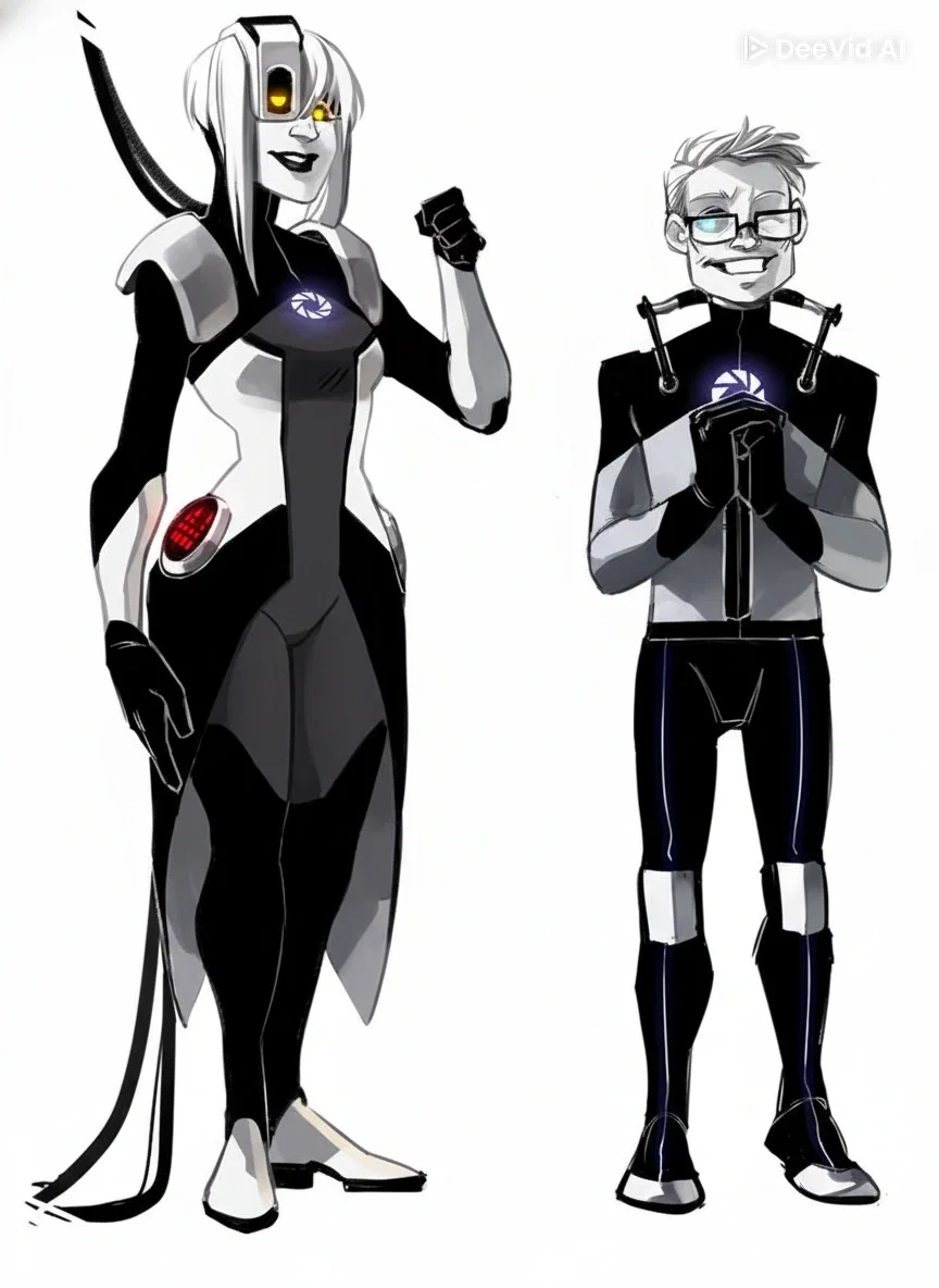 Androids GlaDos and Wheatley (Portal 2)