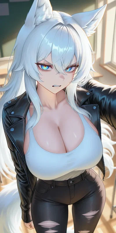 Your bully wolf girl Invites you to go to a rock festival with her